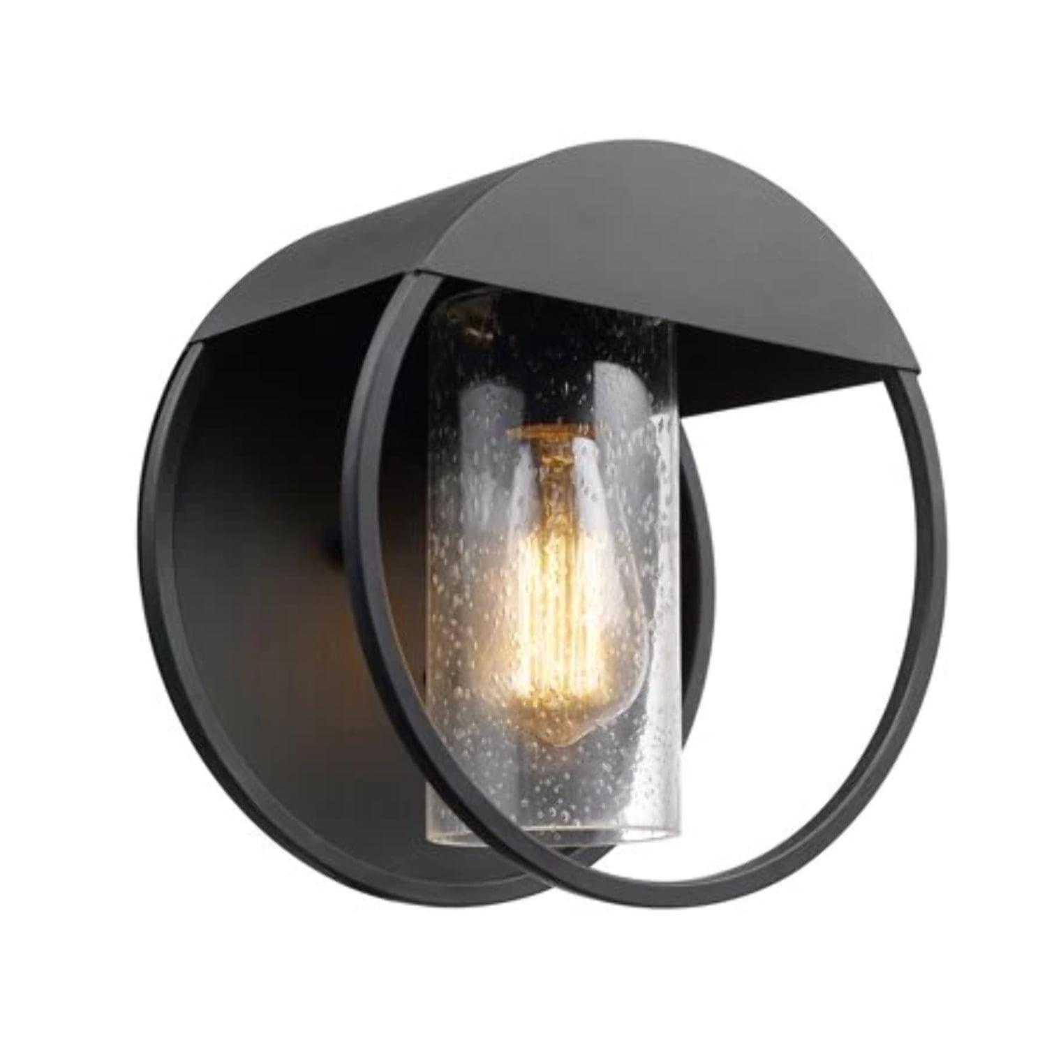 Neruda Matte Black Metal Wall Sconce with Seeded Glass Shade