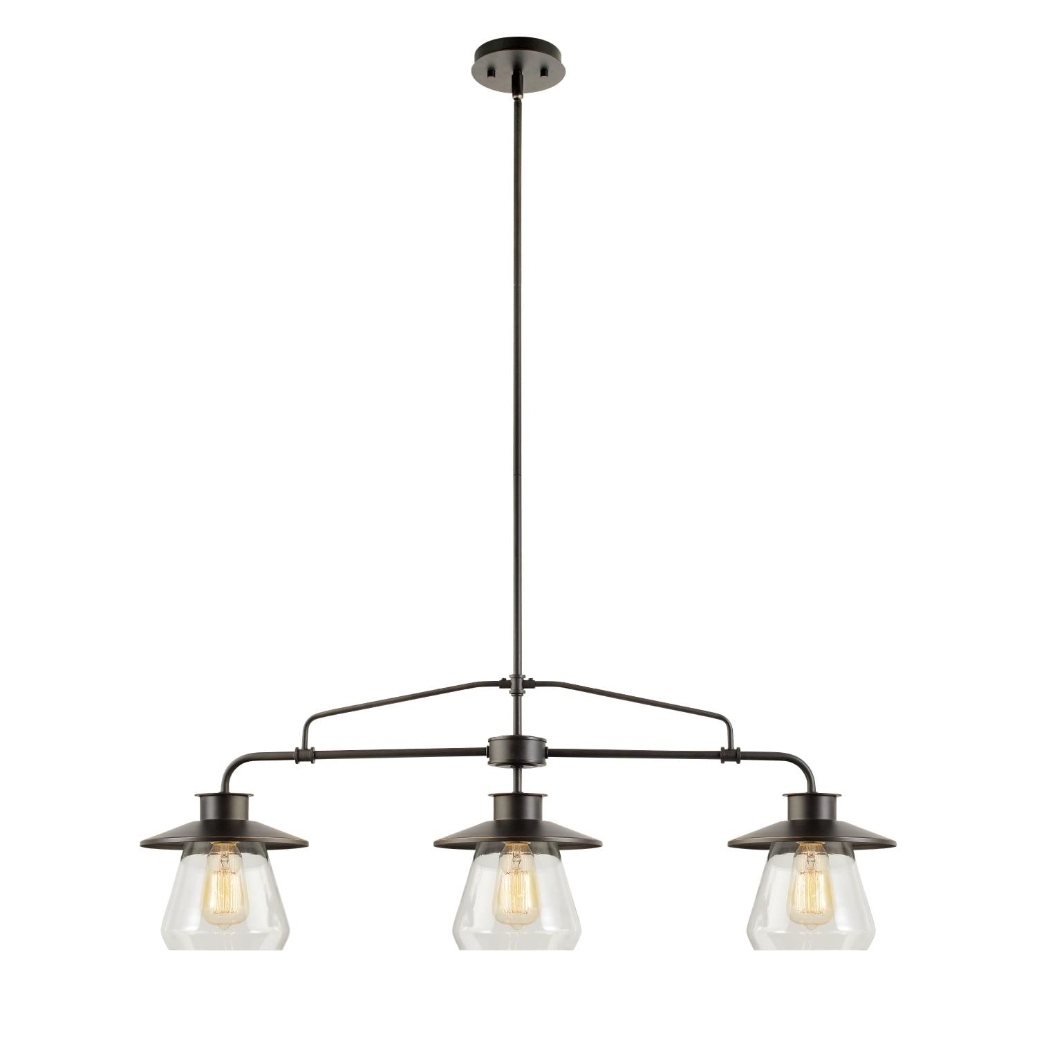Globe Electric Oil Rubbed Bronze Vintage Pendant, 3-Lights, with Clear Glass Shades, 64845