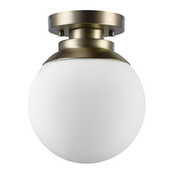 Globe Electric Portland 9.91 in. H X 8 in. W X 8 in. L Brass White Ceiling Light
