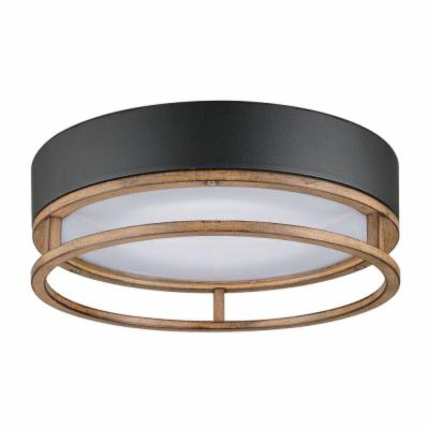 Ray 12" Matte Black Glass LED Drum Ceiling Light