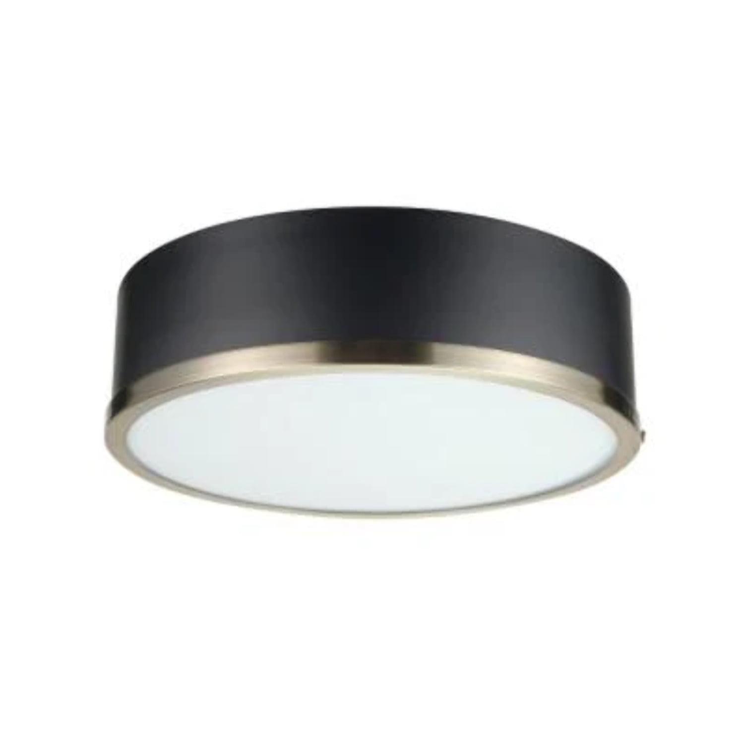 Selina 14" Matte Black Modern Flush Mount with Frosted Glass Shade