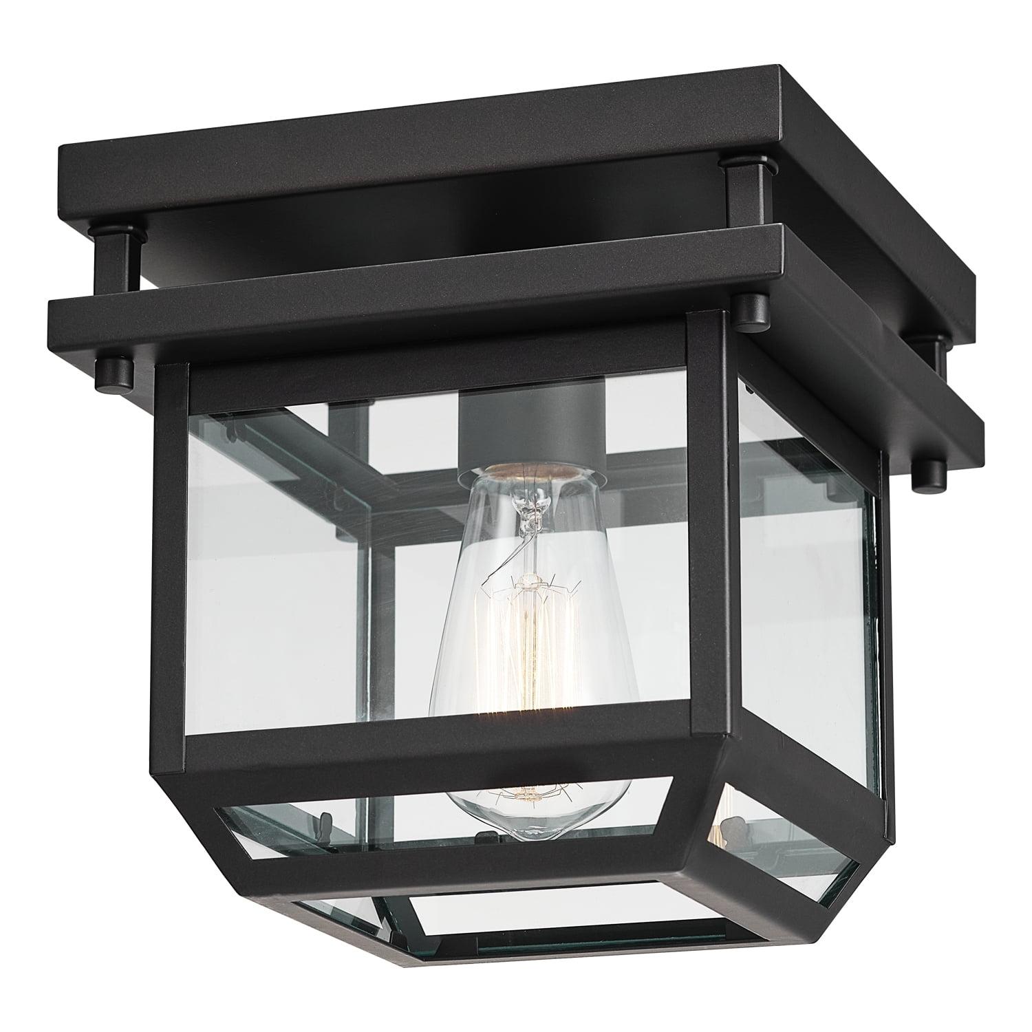 Sorrell 1-Light Dark Bronze Indoor/Outdoor Flush Mount Ceiling Light with Clear Glass Shade