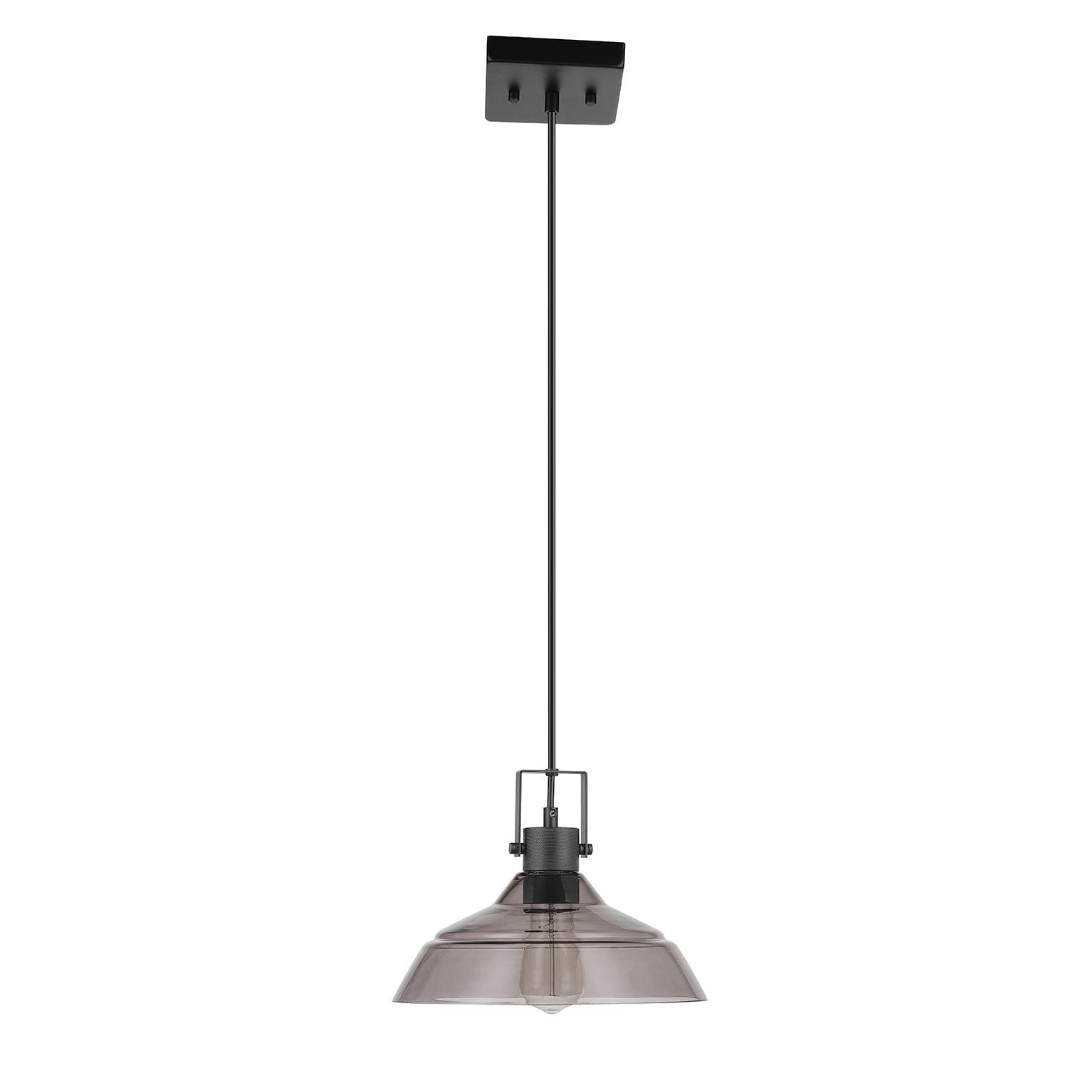 Mid-Century Modern Sutton Matte Black Pendant with Smoke Glass Shade