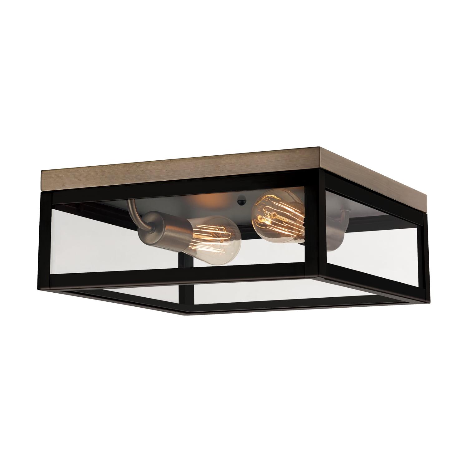Verona Dark Bronze 13" LED Flush Mount with Frosted Glass