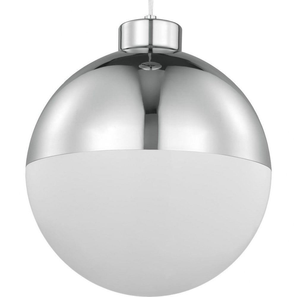 Progress Lighting, Globe Collection, 1-Light Pendant, Polished Chrome, Opal Glass Shade