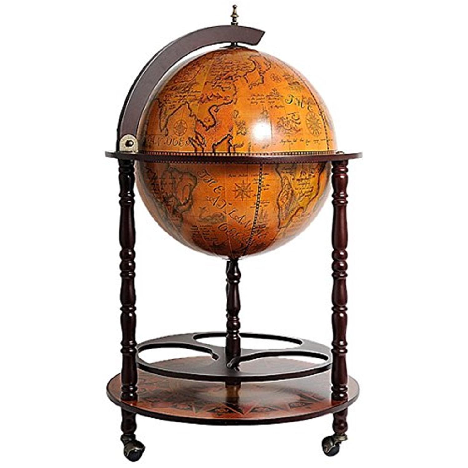 Mahogany Globe Drink Cabinet with Nautical Map Design