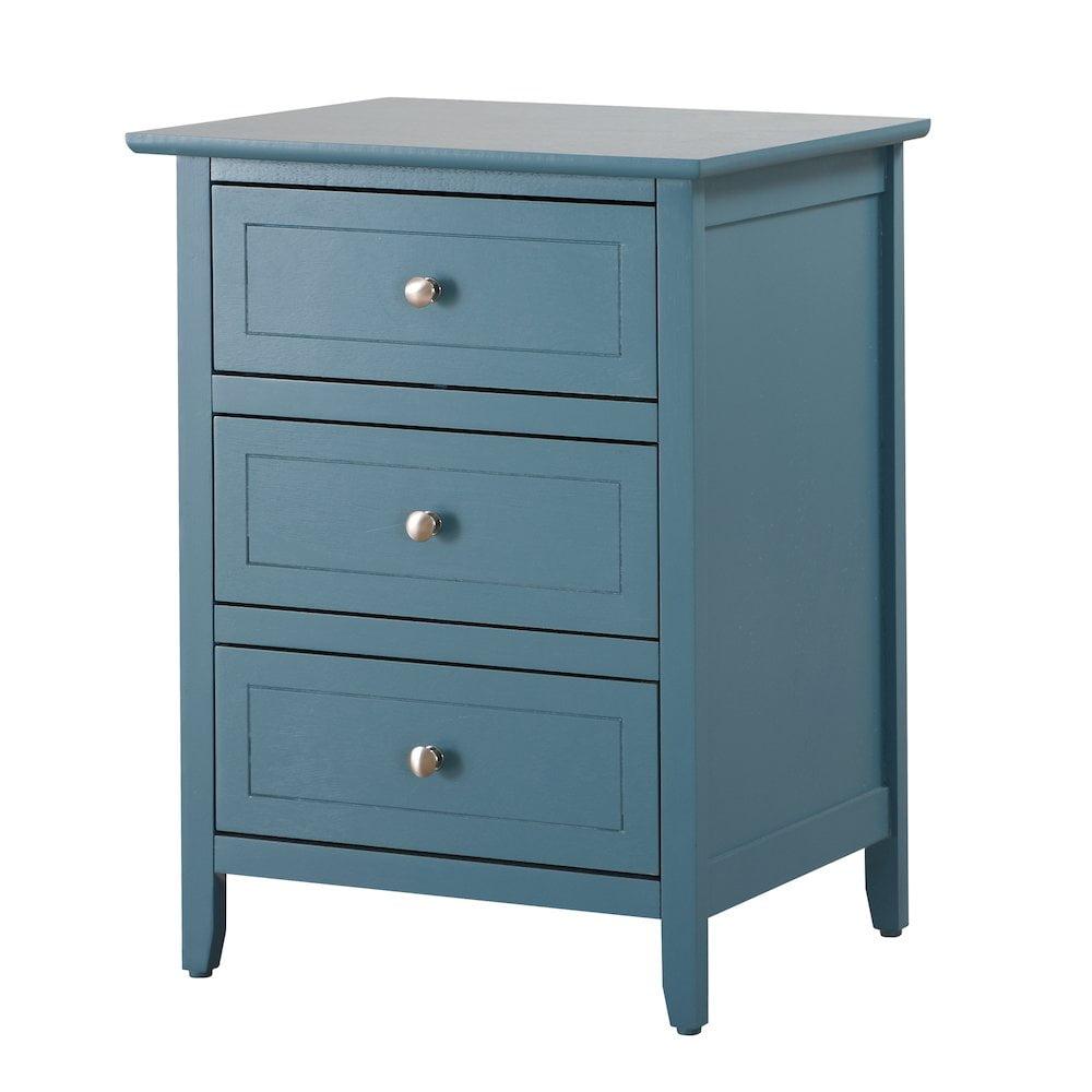 Glory Furniture Daniel 3 Drawer Nightstand in Teal