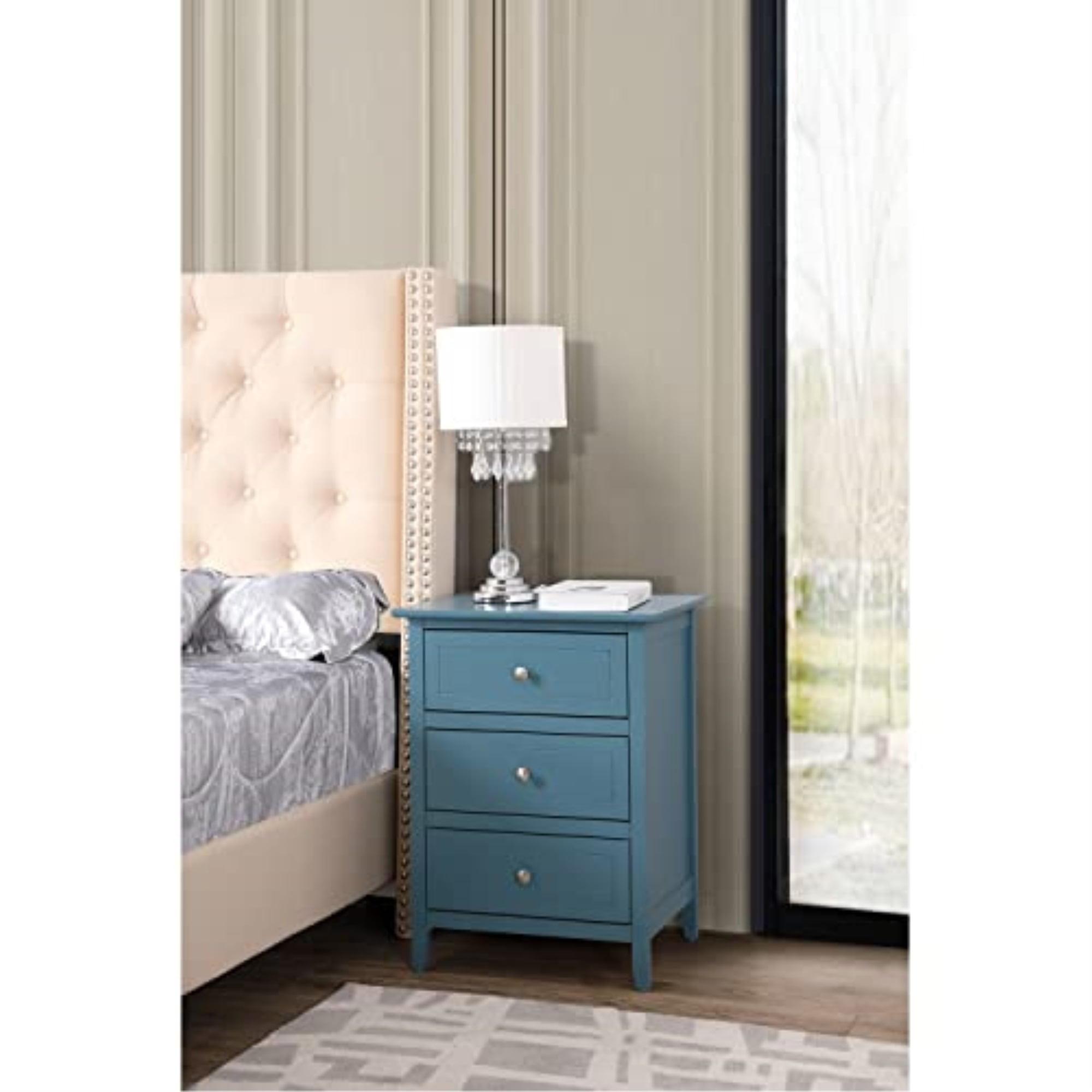 Glory Furniture Daniel 3 Drawer Nightstand in Teal