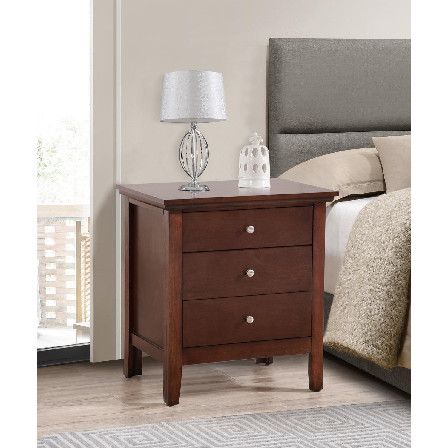 Espresso 3-Drawer Solid Wood Nightstand