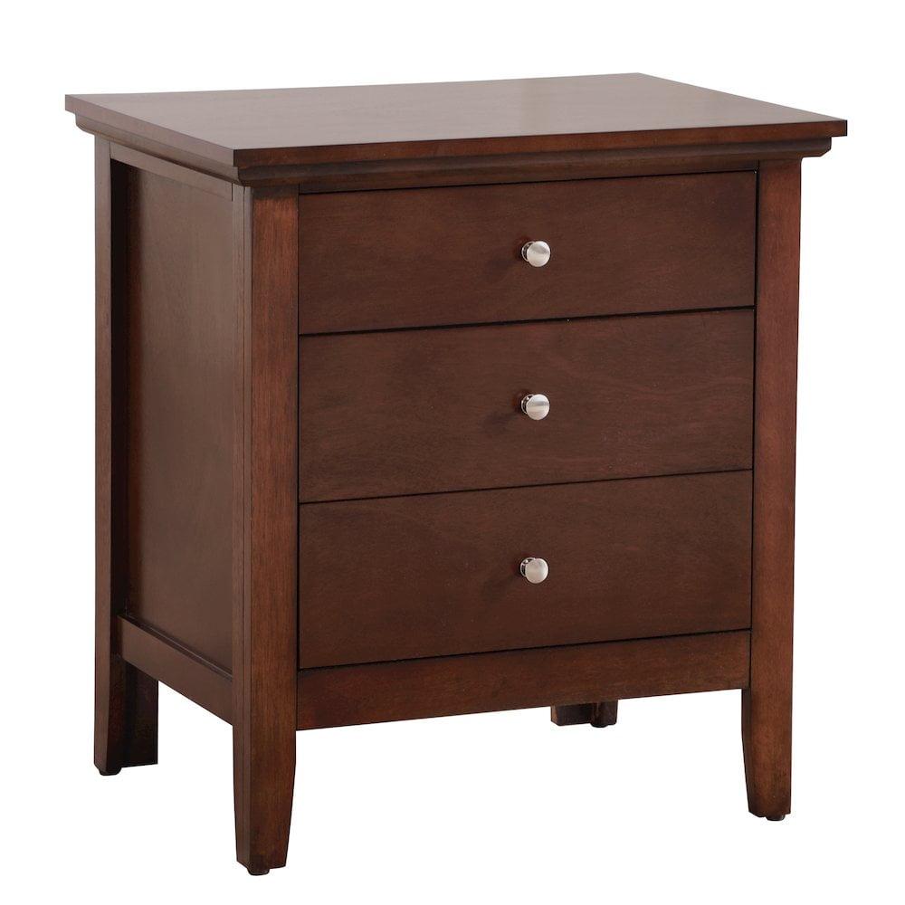 HomeStock Rustic Refinement 3 Drawer Nightstand , Cappuccino