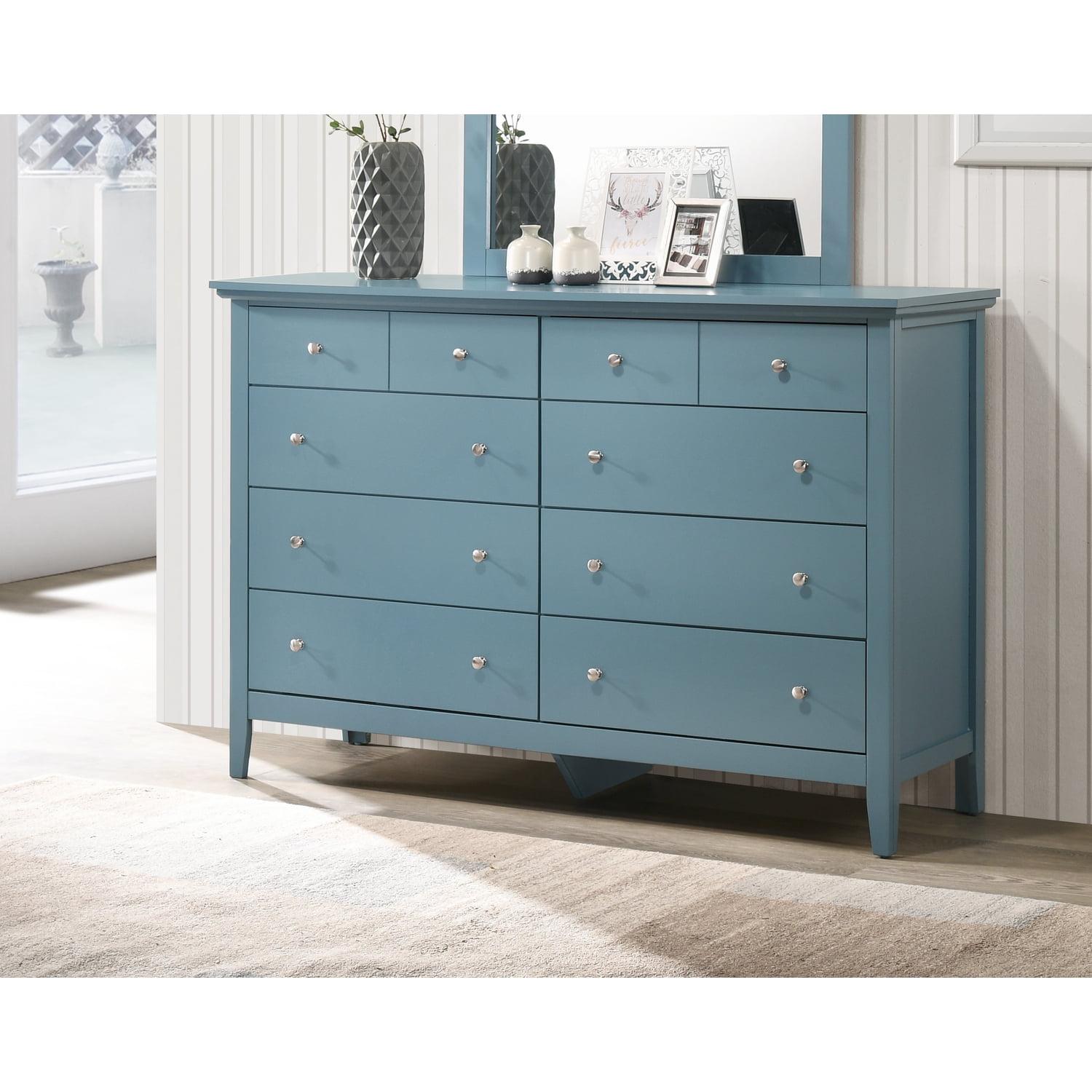 Glory Furniture Hammond 8 Drawer Dresser in Teal