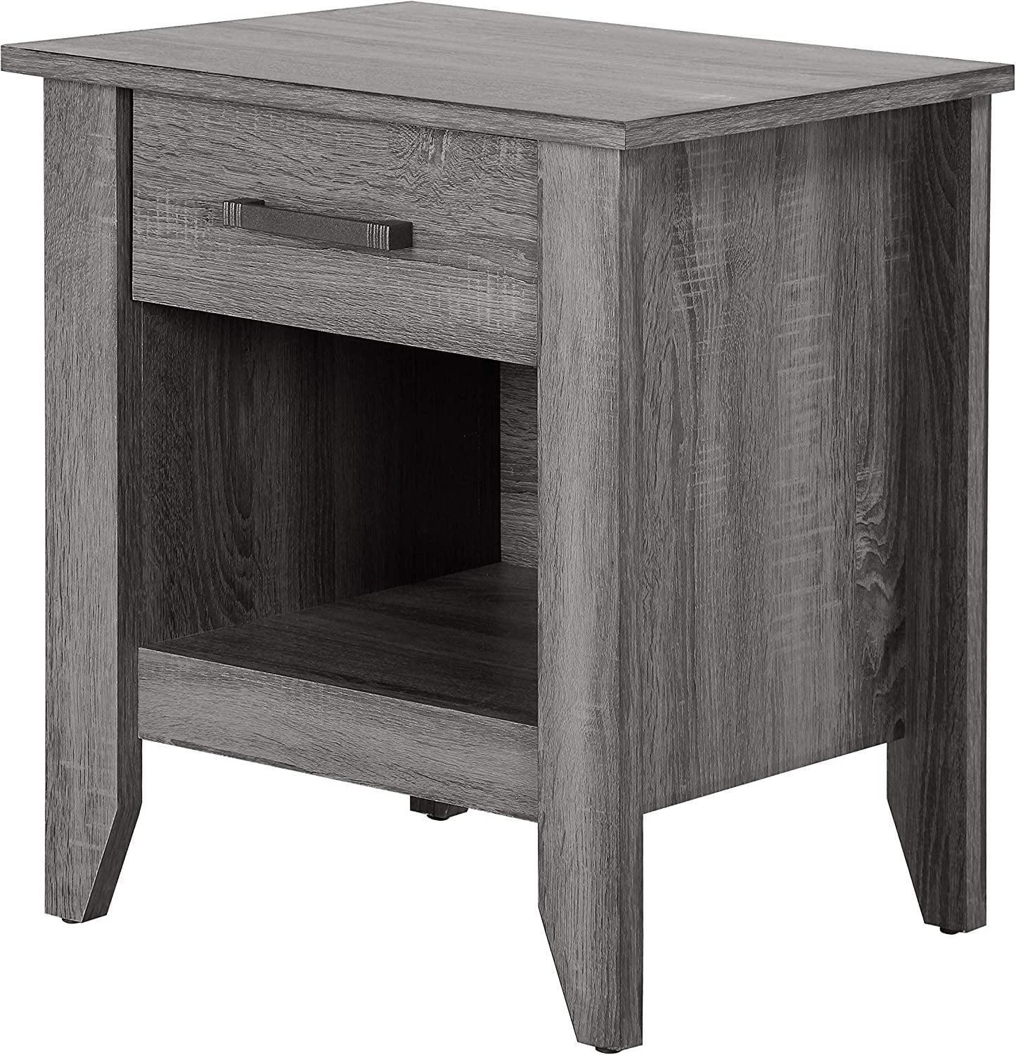 Passion Furniture Lennox 1-Drawer Gray Nightstand (24 in. H x 21 in. W x 18 in. D)
