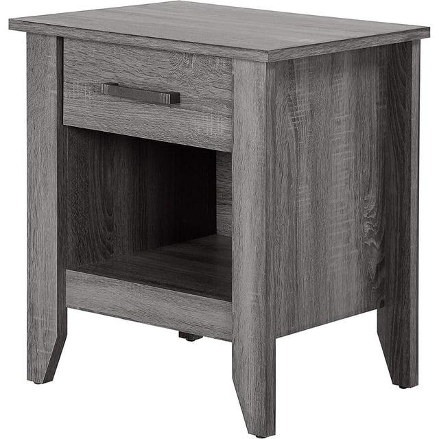 Passion Furniture Lennox 1-Drawer Gray Nightstand (24 in. H x 21 in. W x 18 in. D)