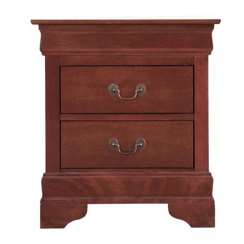 Glory Furniture Louis Phillipe 2 Drawer Nightstand in Cherry