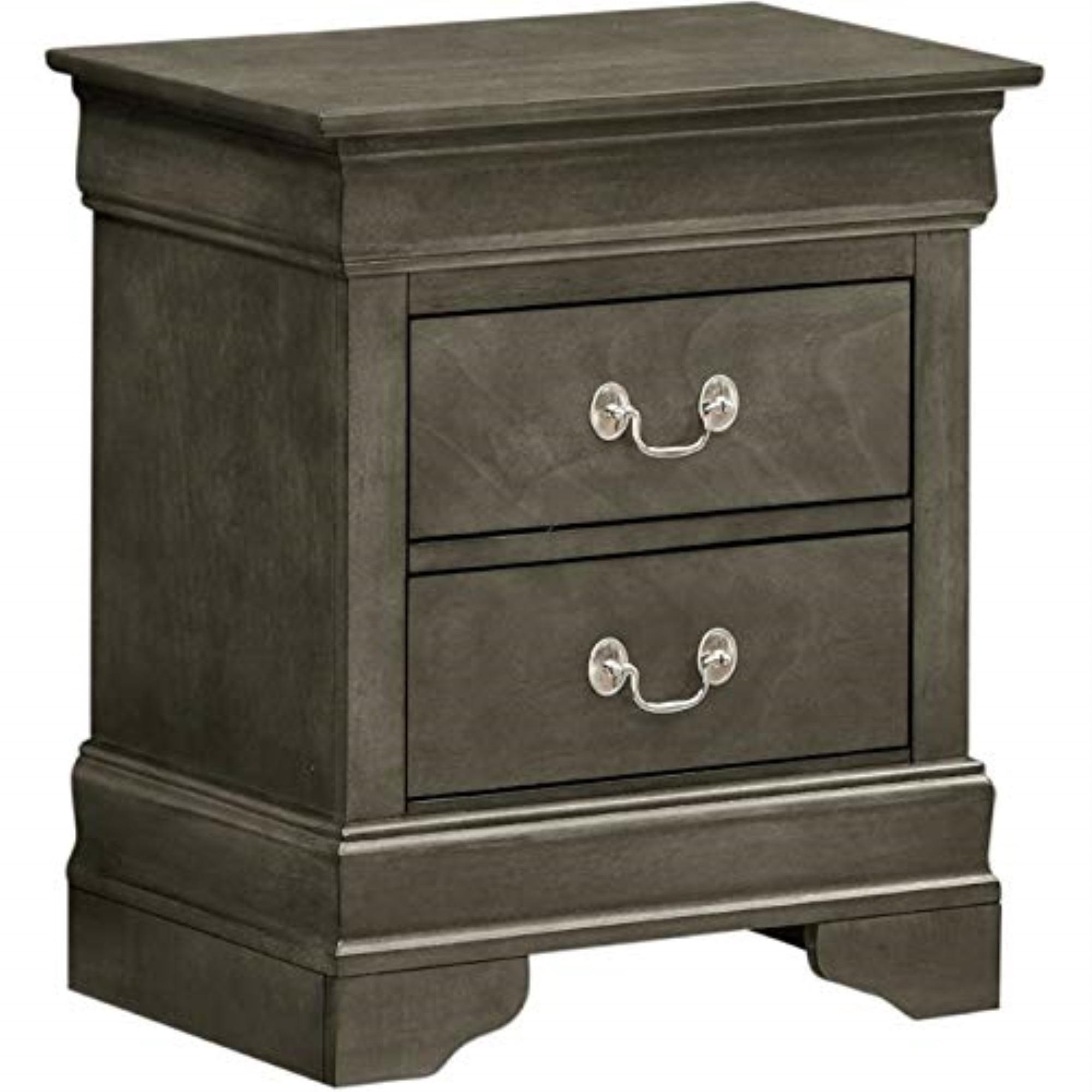 Louis Phillipe Traditional Gray 2-Drawer Nightstand