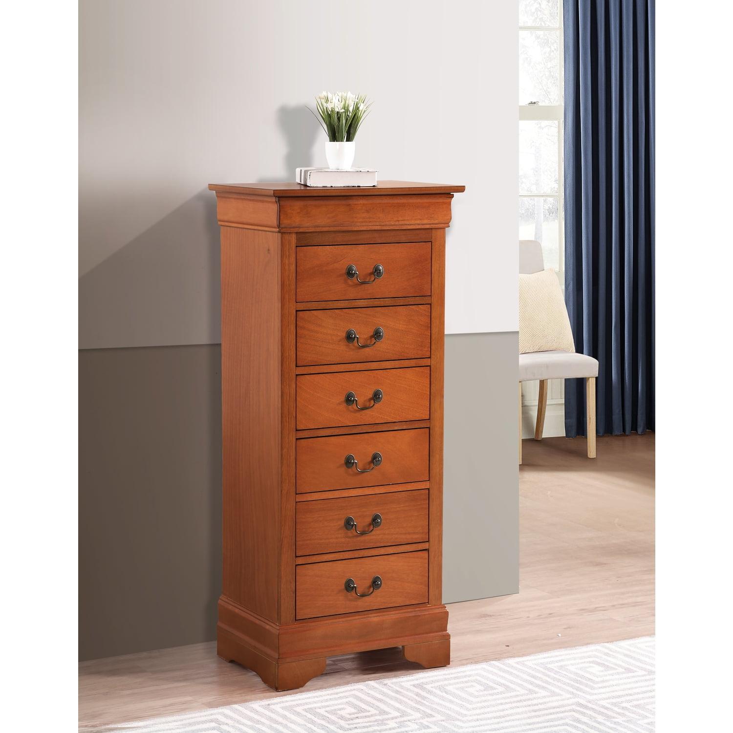 Glory Furniture Louis Phillipe 7 Drawer Lingerie Chest in Oak