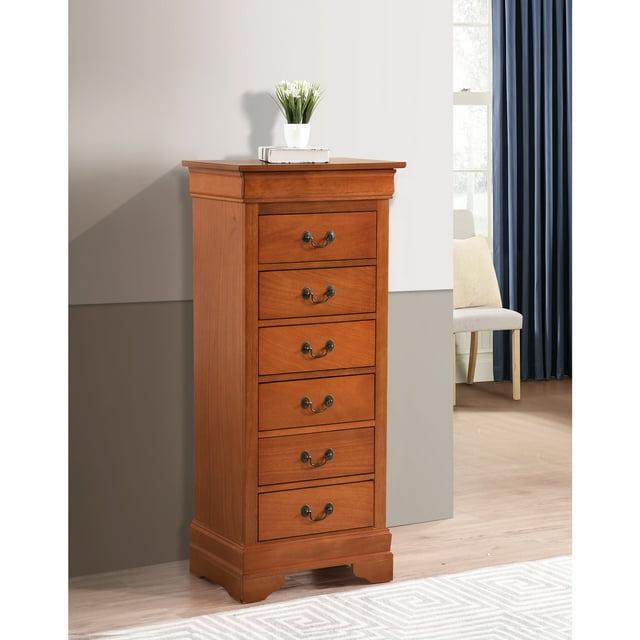 Glory Furniture Louis Phillipe 7 Drawer Lingerie Chest in Oak