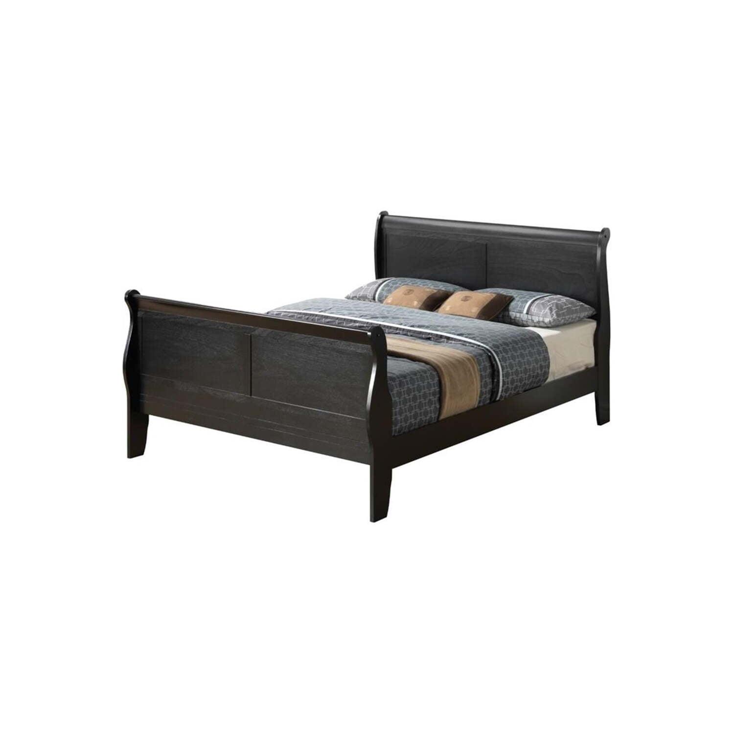 Glory Furniture Louis Phillipe Full Sleigh Bed in Black