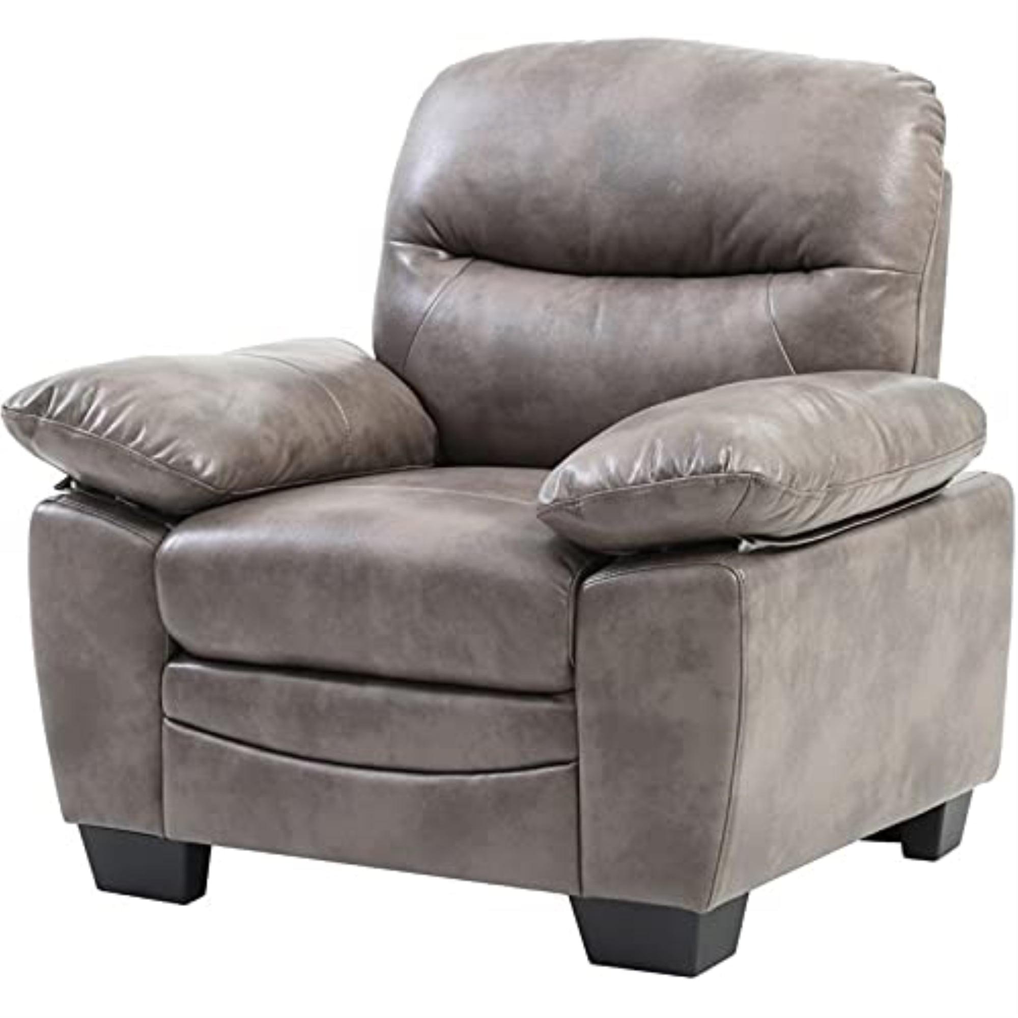 Gray Faux Leather Padded Arm Living Room Chair