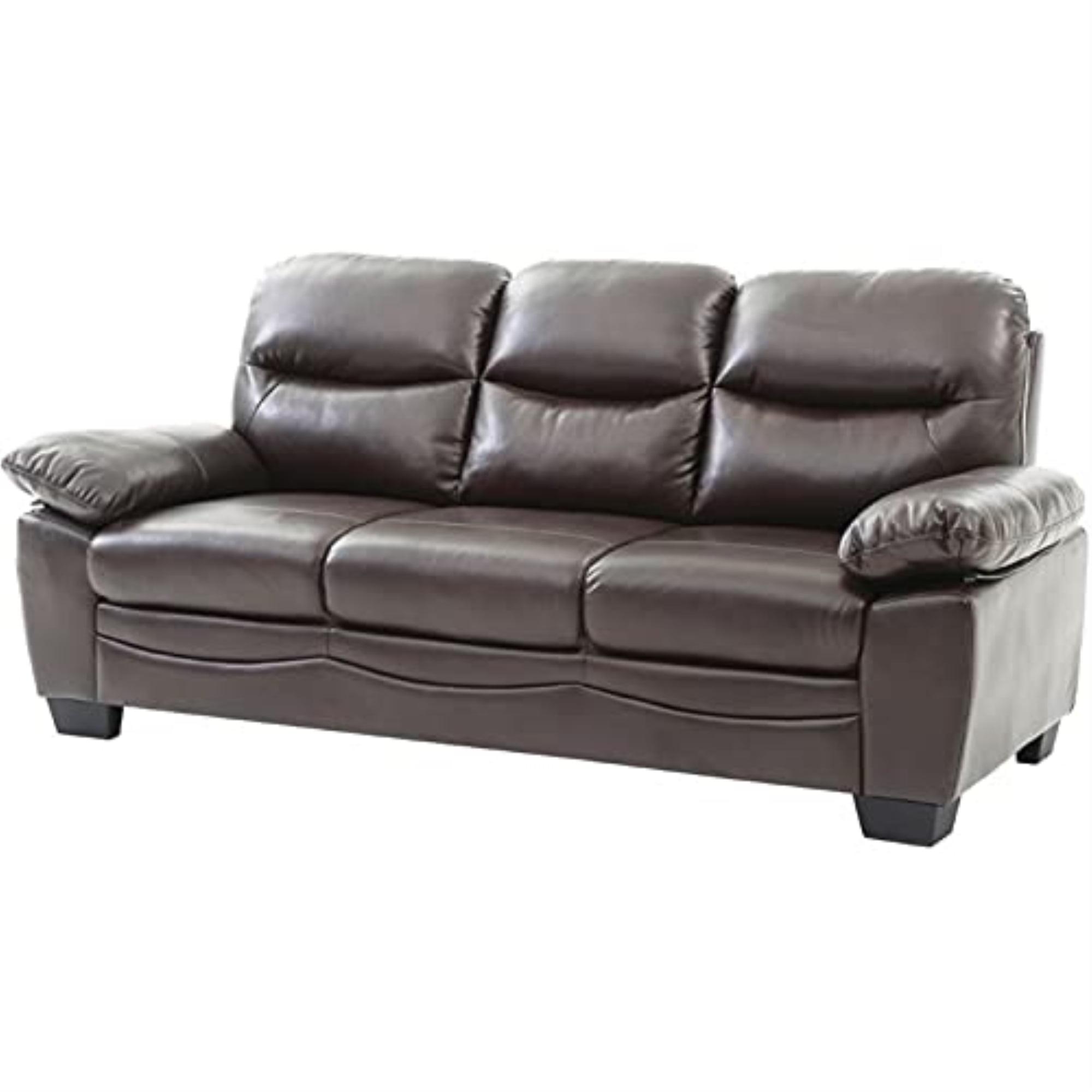 Glory Furniture Marta Faux Leather Sofa in Dark Brown