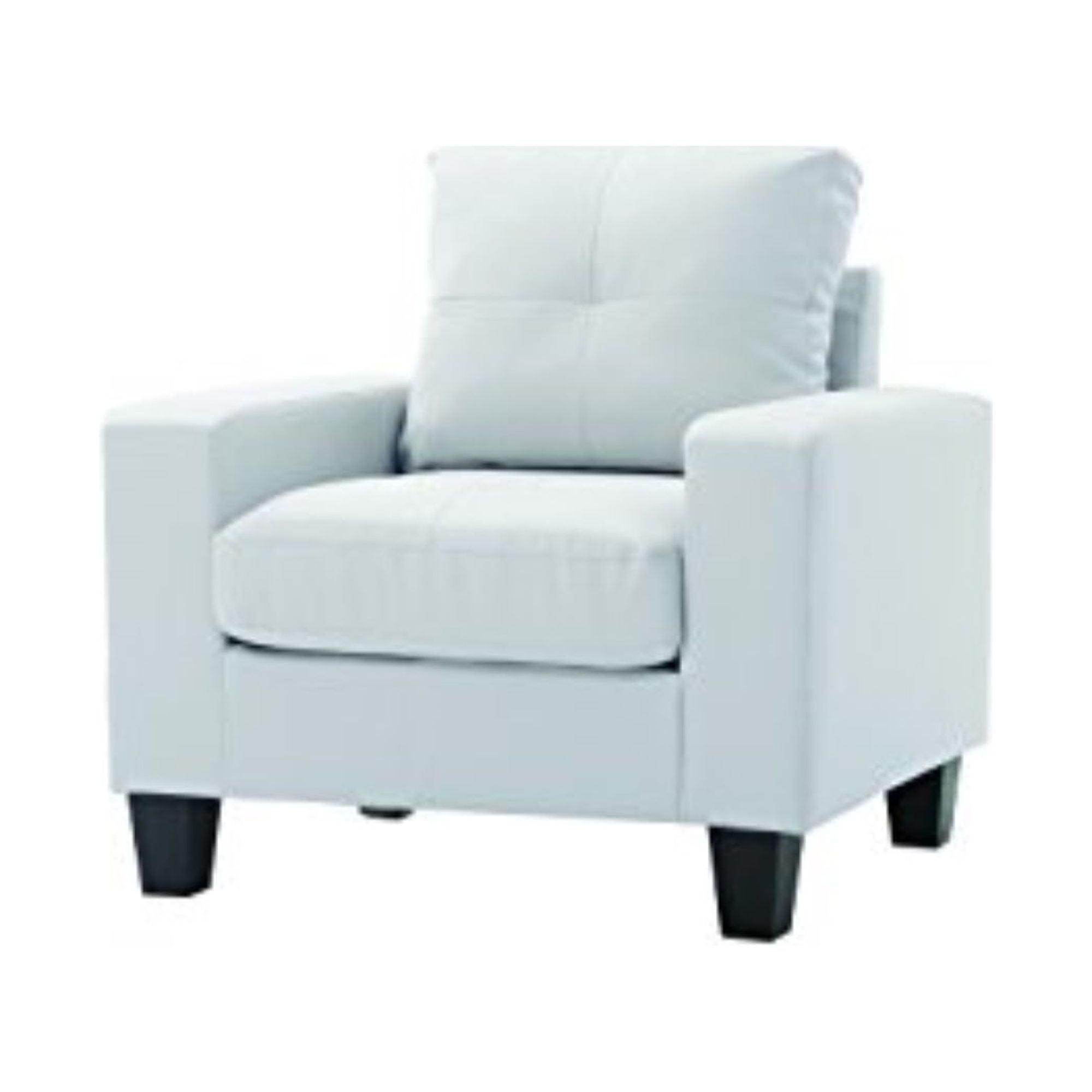 Casual White Faux Leather Track Arm Club Chair