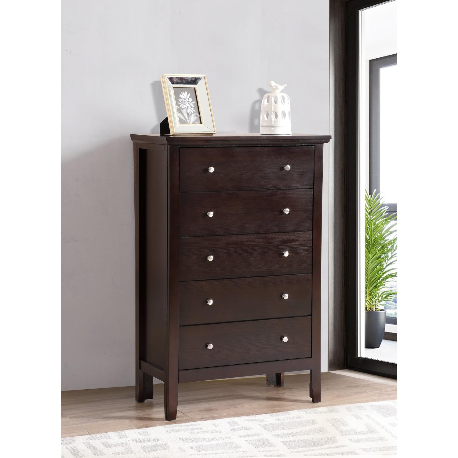 Espresso 5-Drawer Dresser with Dovetail Construction