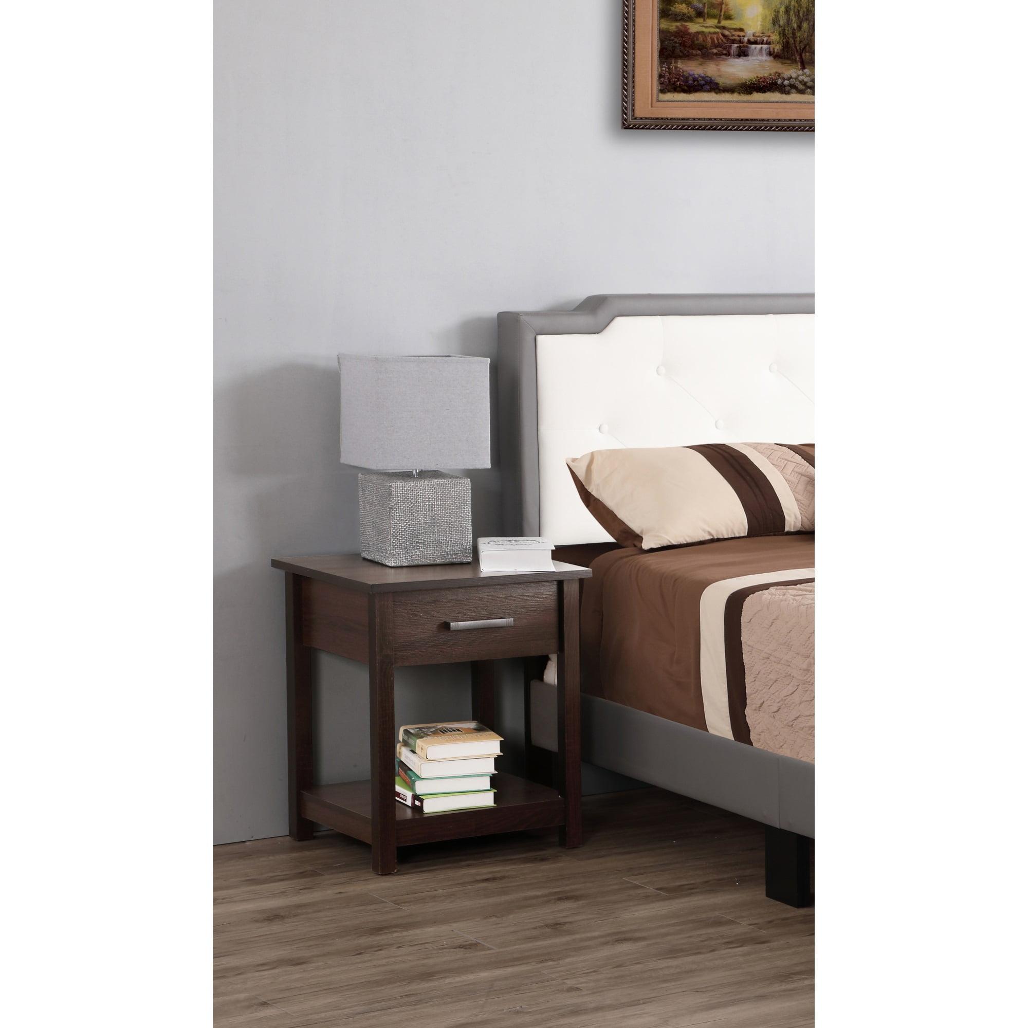 Salem Wenge 1-Drawer Nightstand with Open Storage Shelf