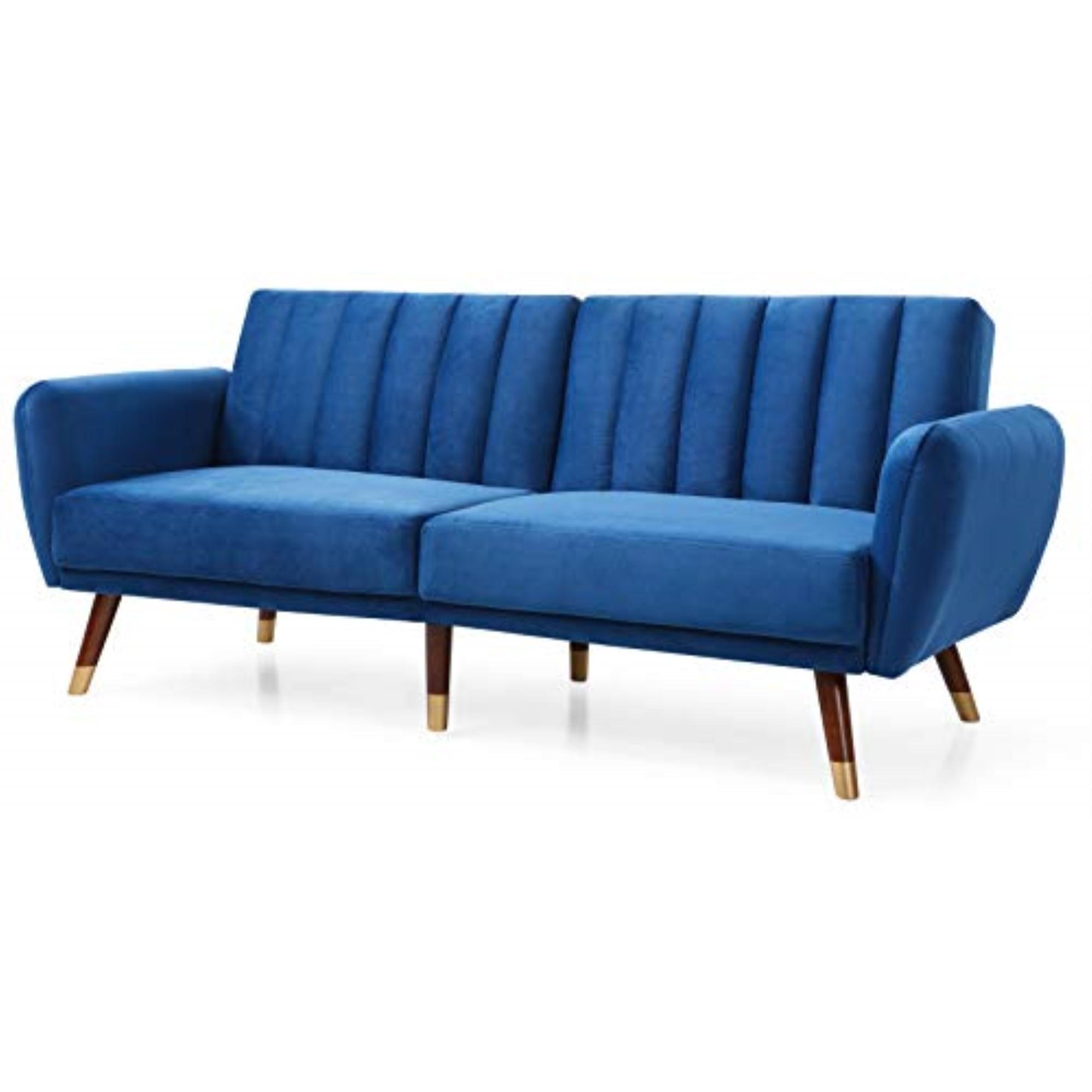 Mid-Century Plush Tufted Velvet Sleeper Sofa in Navy Blue