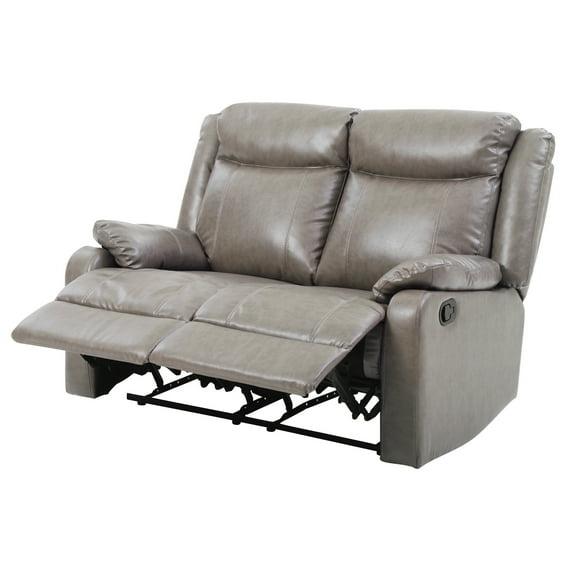 Glory Furniture Ward Faux Leather Double Reclining Loveseat in Gray
