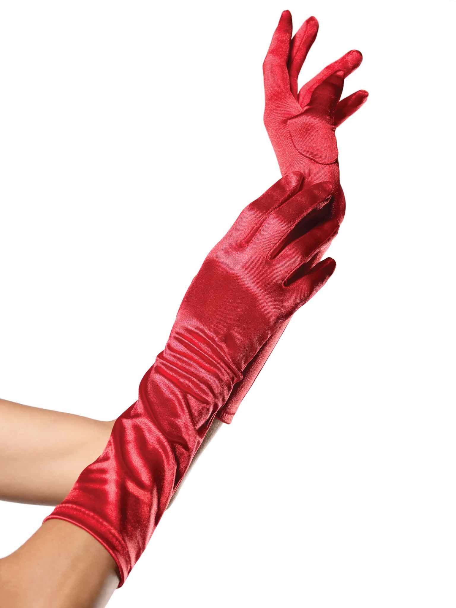 BUYISI Etiquette Long Gloves Satin Gloves Wedding Performance Prom Uniform Accessories Red