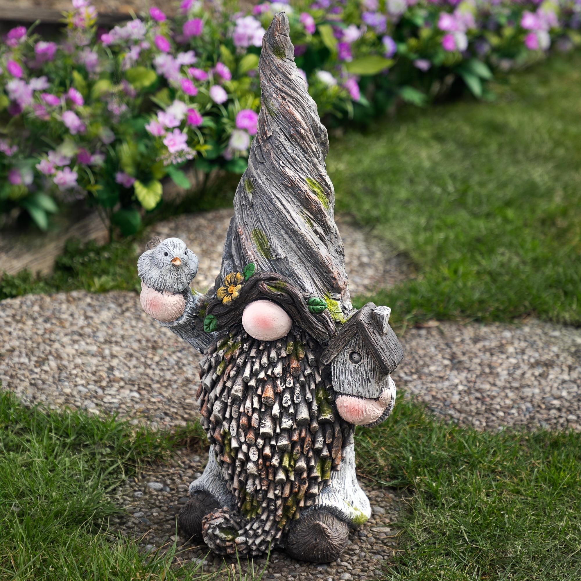 Charming Gnome with Birdhouse Ceramic Garden Statue