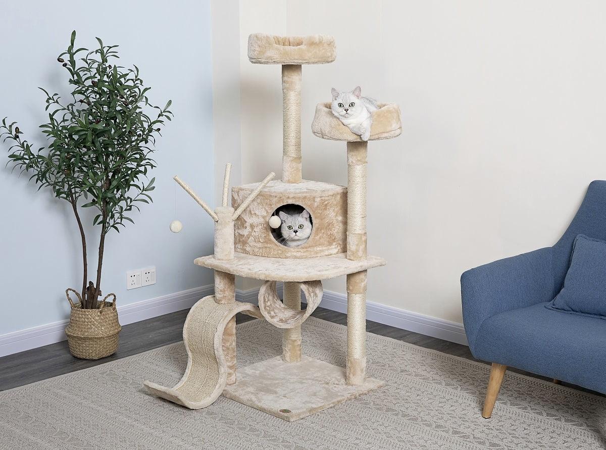 Go Pet Club 55" Cat tree house with Dangling Toys and Slide F66