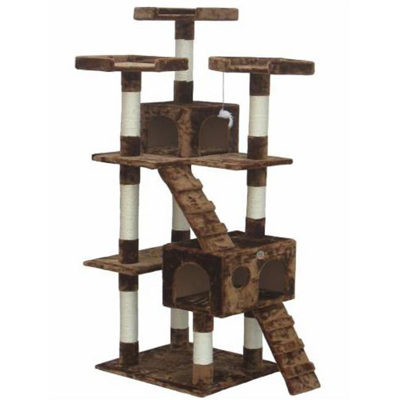 Go Pet Club 72-in Cat Tree & Condo Scratching Post Tower, Brown