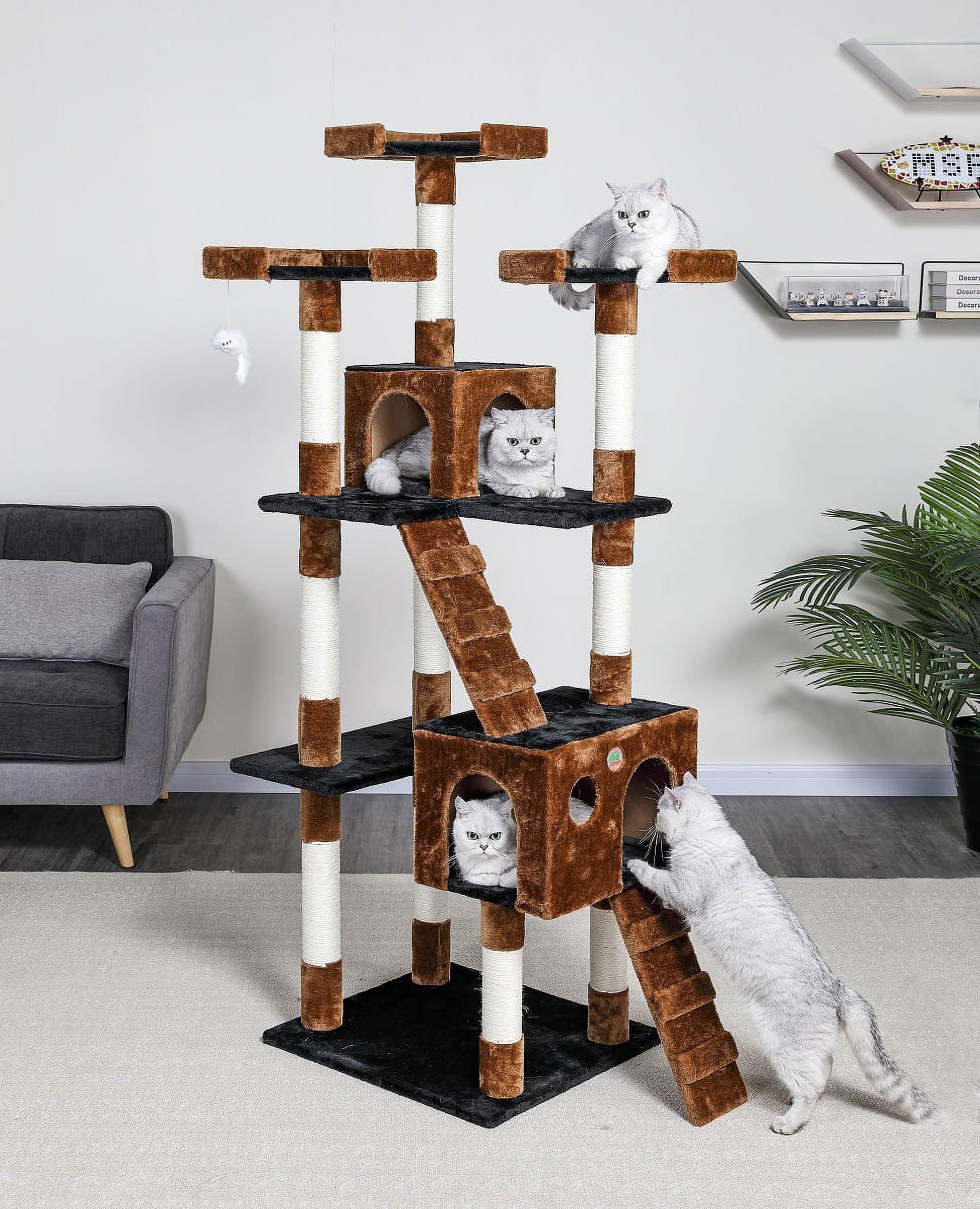 GO PET CLUB 1-Level 72" Cat Tree with Scratching Posts, Black & Brown