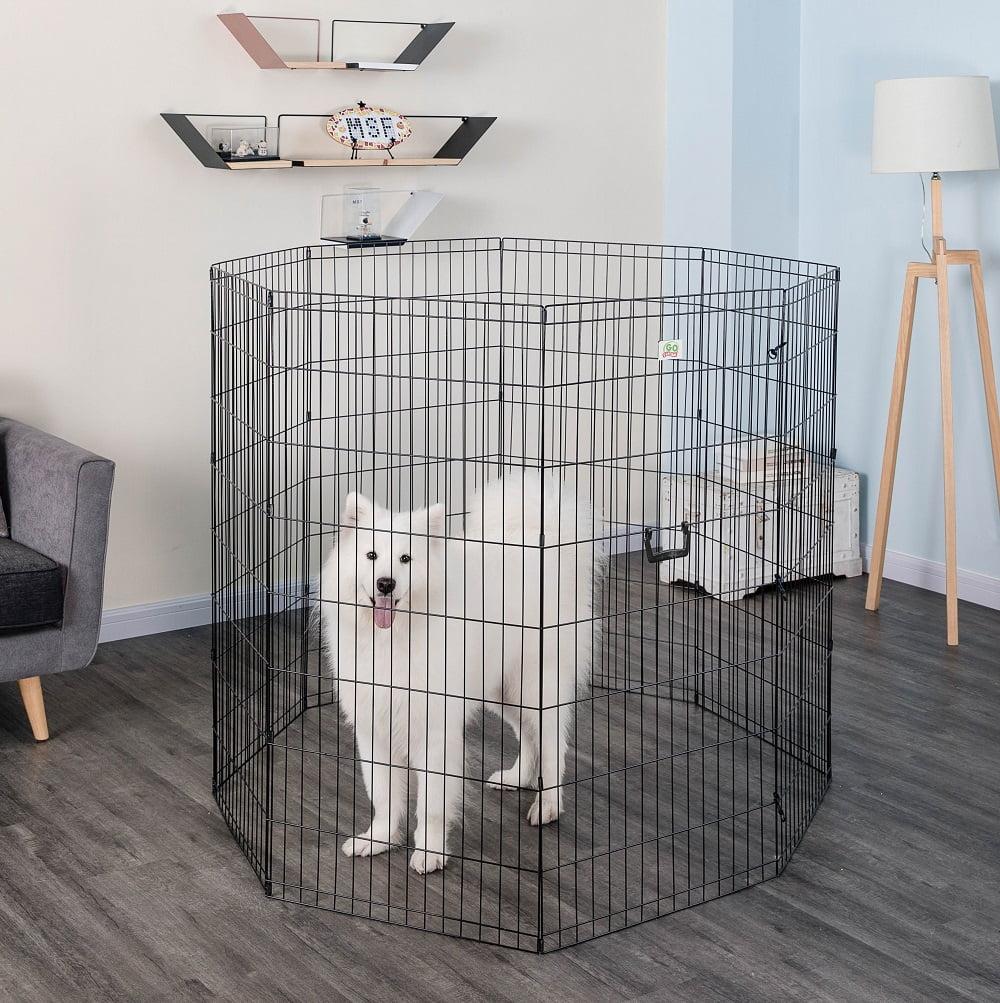 Black Metal Foldable Pet Exercise Pen 48" Tall