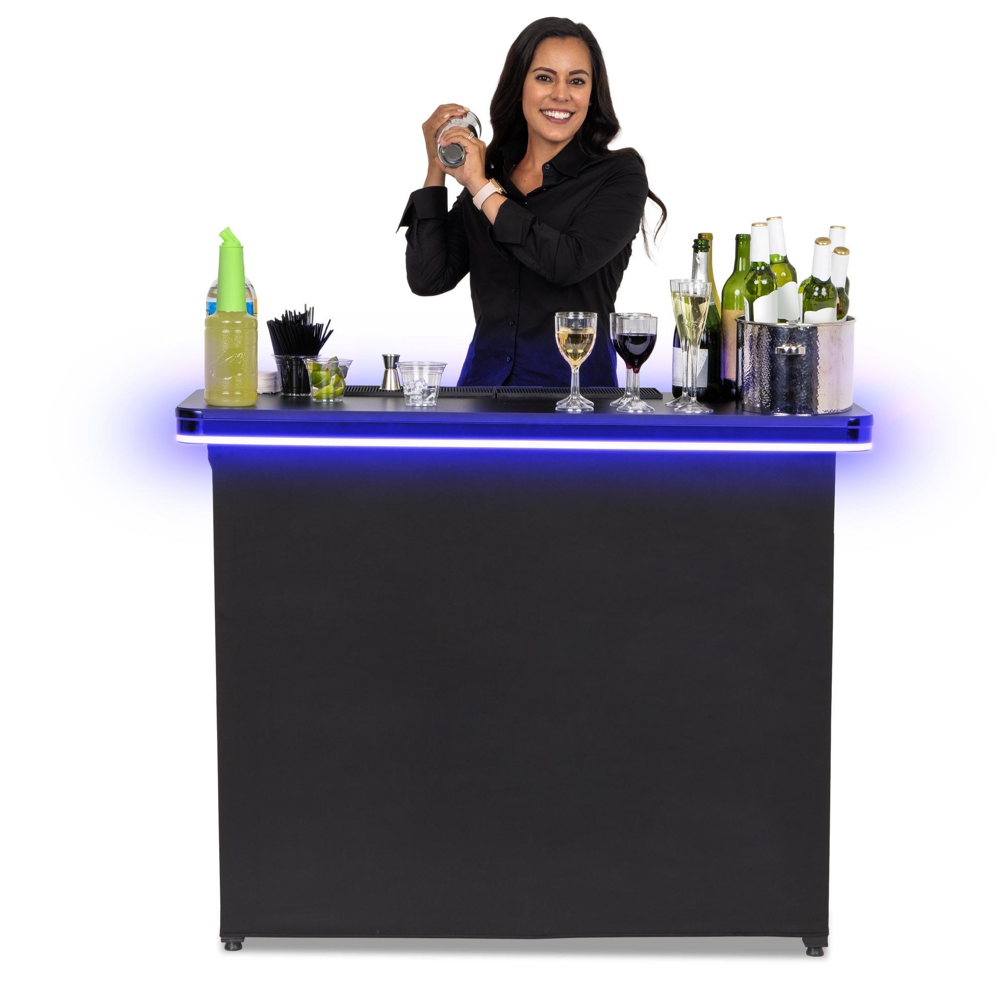 GoPong GoBar PRO LED Commercial Grade Portable Bar Table with Multi-Color Lights - 47.5 x 19 x 38 IN
