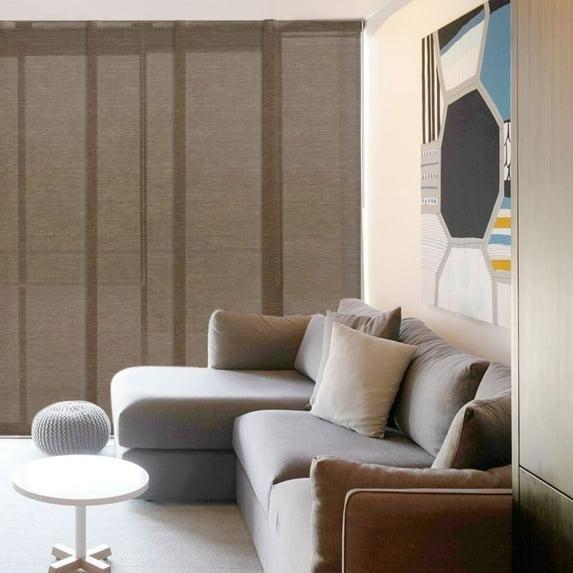 GoDear Design Adjustable Sliding Panel Track Blind 45.8"- 86" W x 96" H, Vertical Blinds, Semi-sheer, Almond