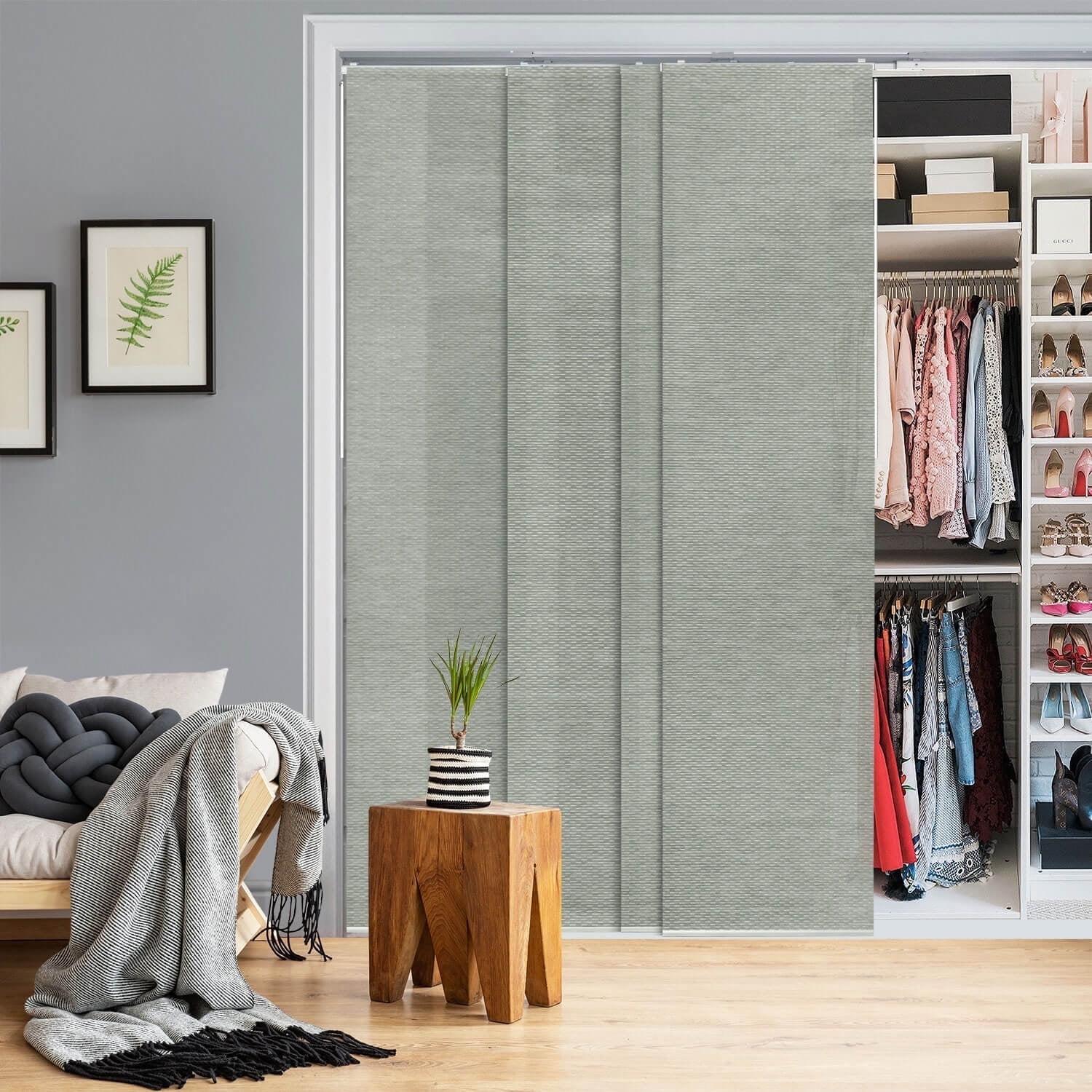 GoDear Design Adjustable Sliding Panel Track Blind 45.8"- 86" W x 96" H, Vertical Blinds, Semi-sheer, Moonstone
