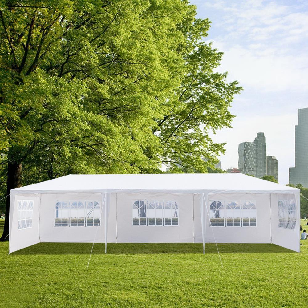 White 10' x 30' Waterproof Outdoor Canopy Tent with Sidewalls