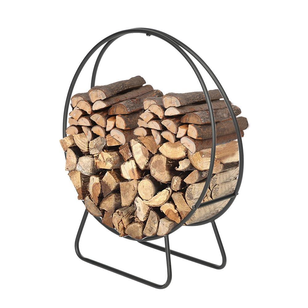 SunnyDaze Decor Indoor or Outdoor Tubular Steel Hoop Firewood Log Holder