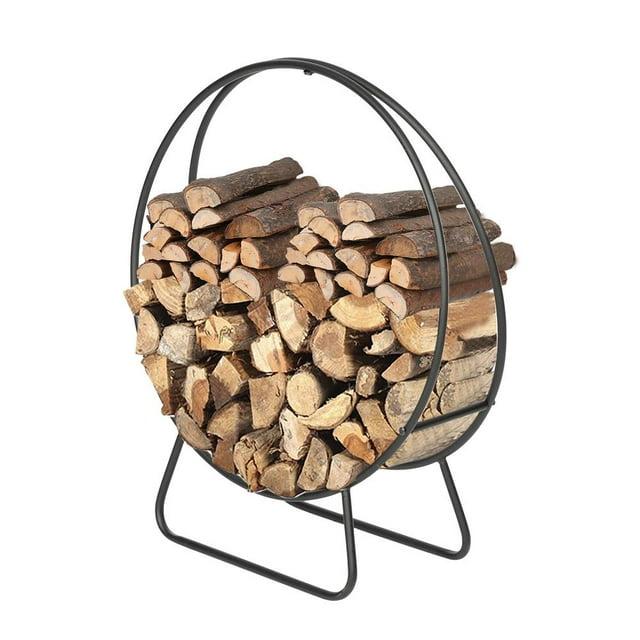 SunnyDaze Decor Indoor or Outdoor Tubular Steel Hoop Firewood Log Holder
