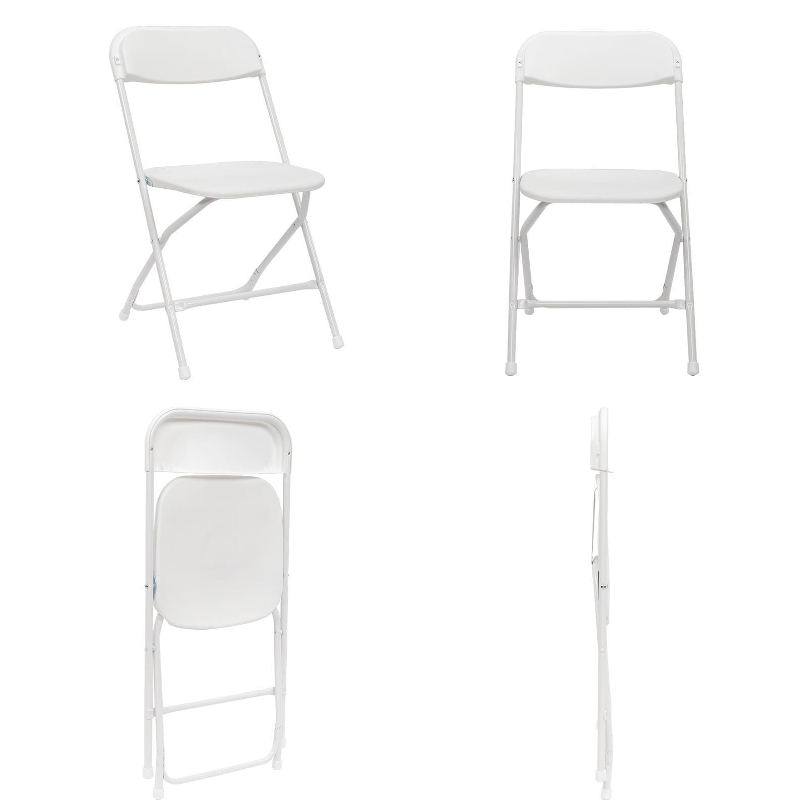 Sweetcrispy 4-Pack Sturdy Metal & Plastic Folding Chairs, Hold Up to 330 Pounds - White