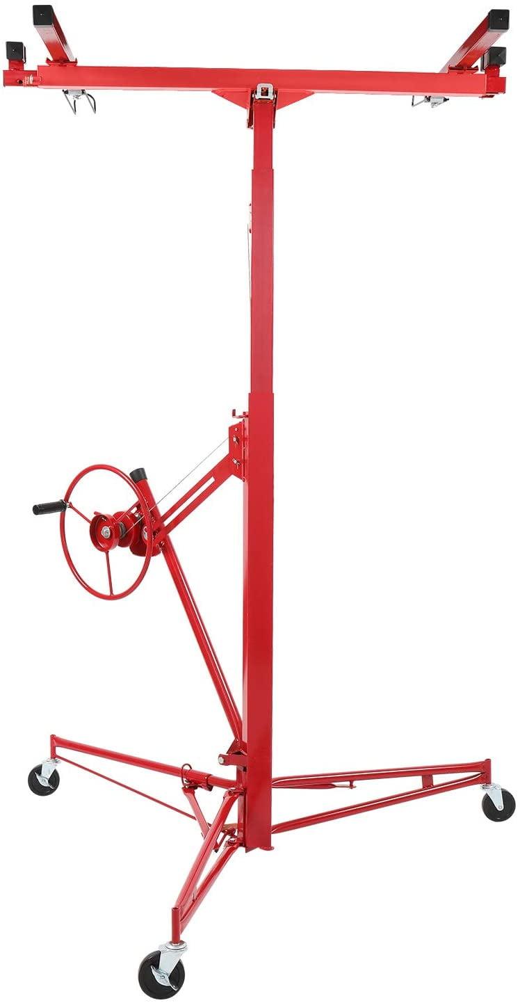 Red Heavy Duty Steel Drywall Panel Hoist with Rolling Casters