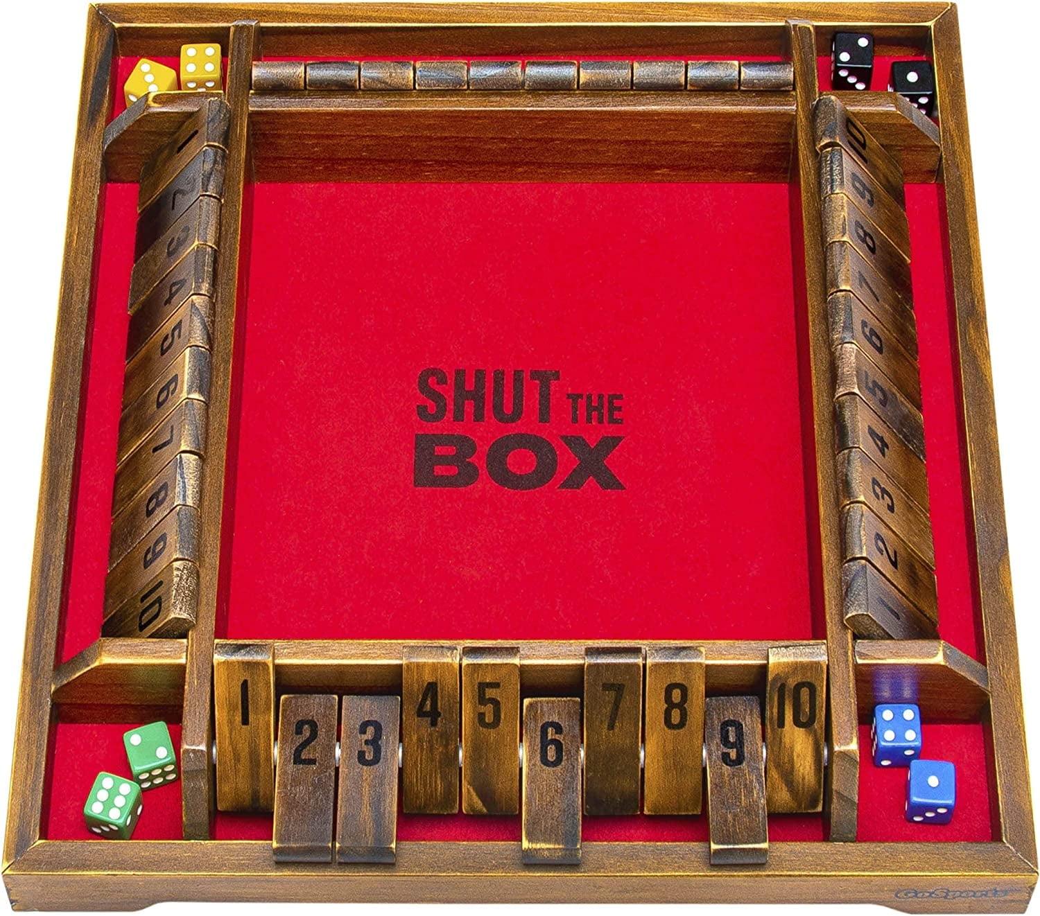 GoSports GoSports Shut the Box Premium Wooden Dice Game, Classic 4 Player Family Board Game