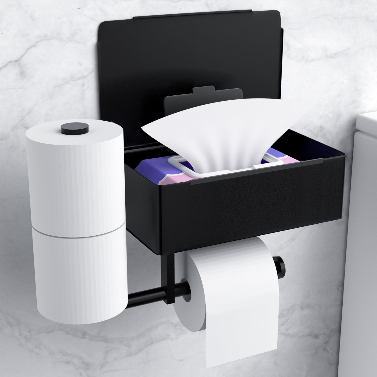 Goaxuzt Toilet Paper Holder Wall Mount Stainless Steel Shelf with Toilet Roll Storage & Wipes Dispenser for Bathroom