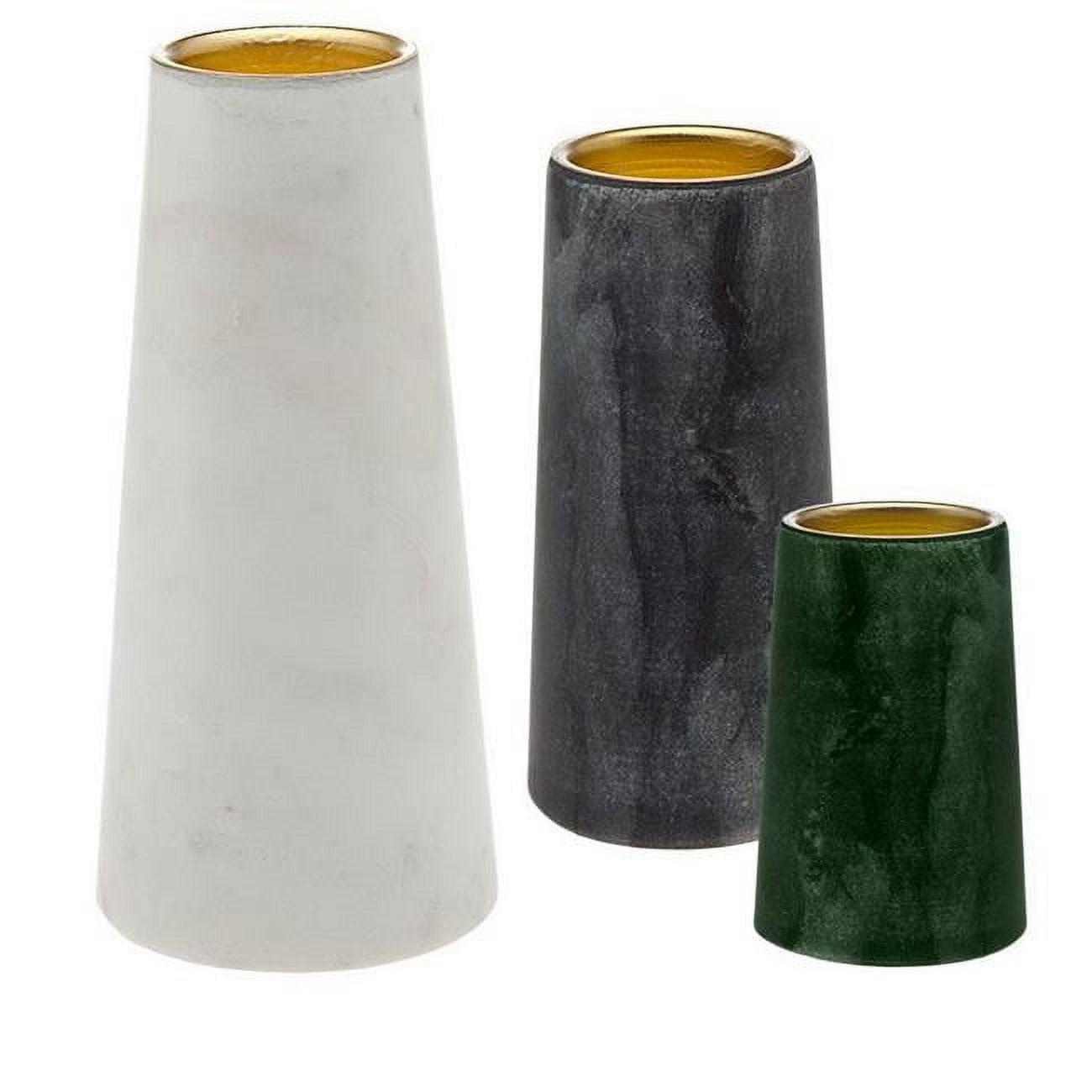 Elegant Trio Silver & Marble Votive Candle Holders Set