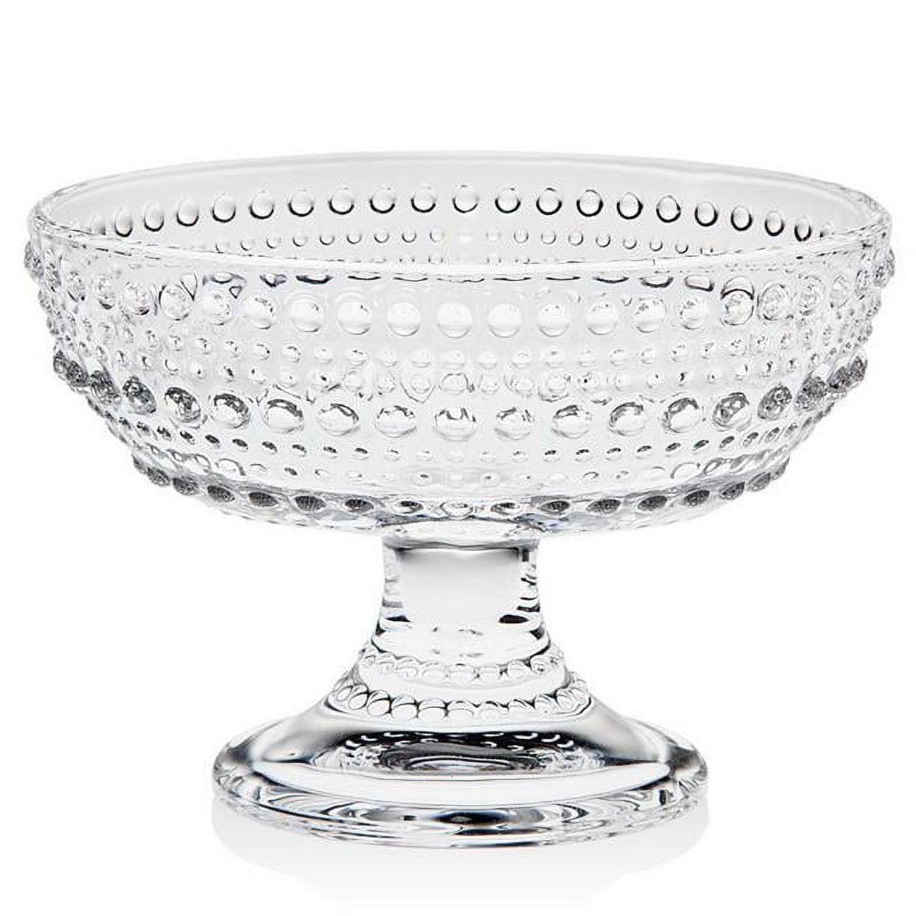 Lumina Clear Crystal Oval Footed Bowl with Raised Bead Pattern