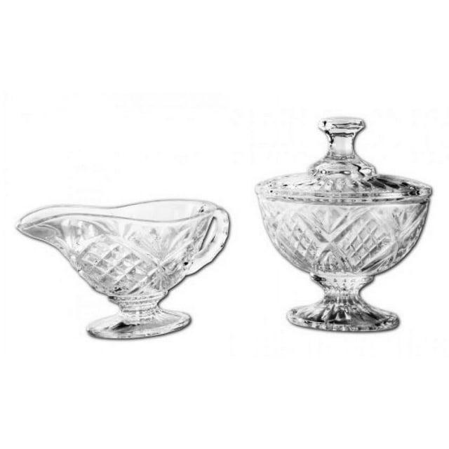 Godinger Silver Art Co Dublin Crystal Sugar Holder and Creamer Set