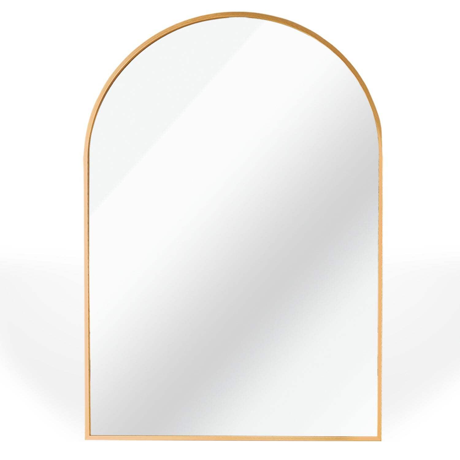 Gold 24x36 Inch Aluminum Arch Bathroom Mirror