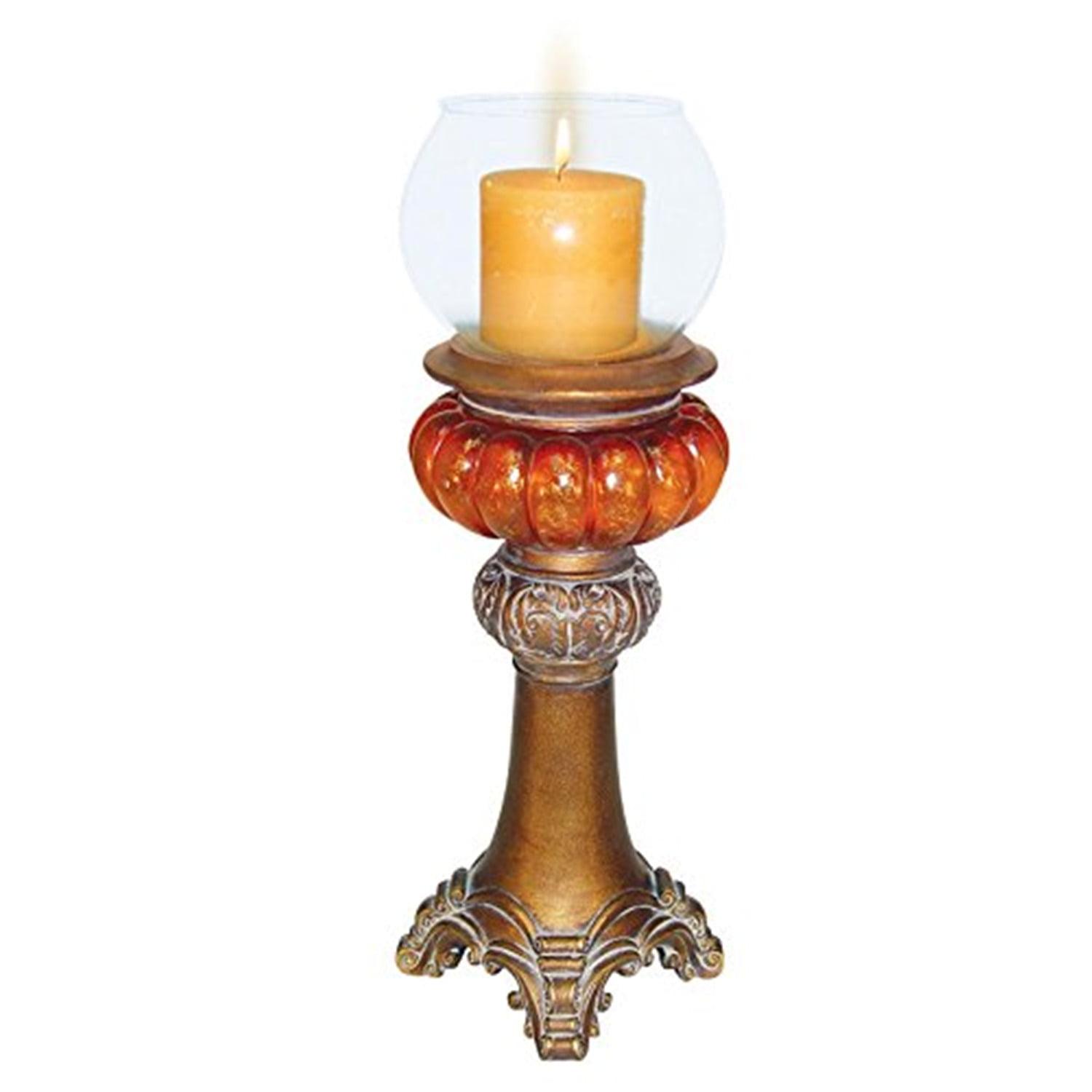 Amber and Gold 17" Polyresin Candle Holder